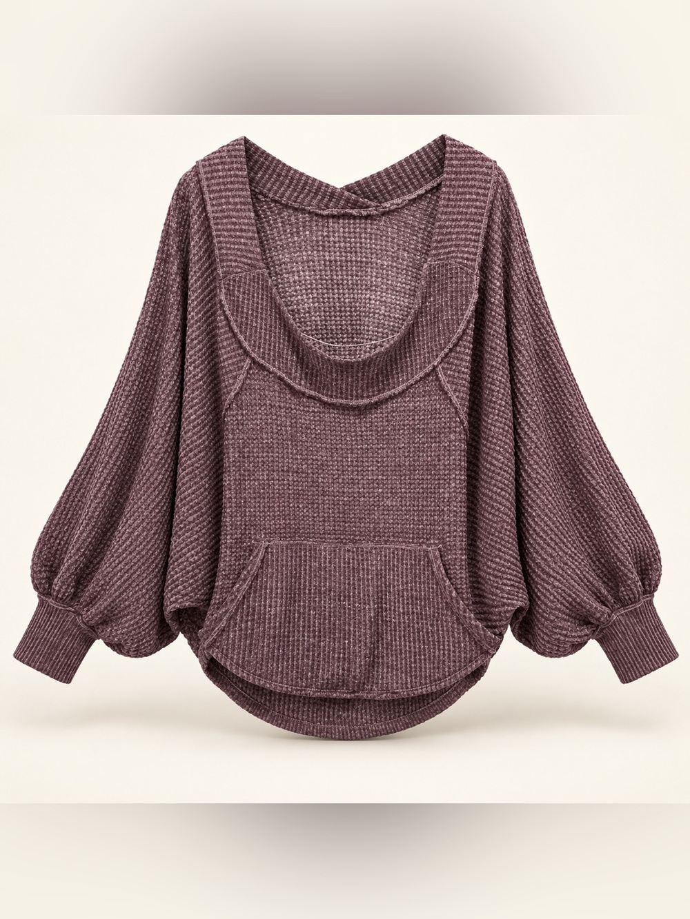 We The Free Mauve Waffle Knit Scoop Neck Pullover oversized medium